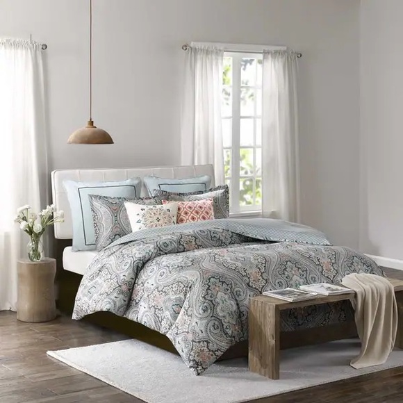 Echo Design™ Sterling Deep Green Cotton Sateen Printed Duvet Set - Picture 4 of 11